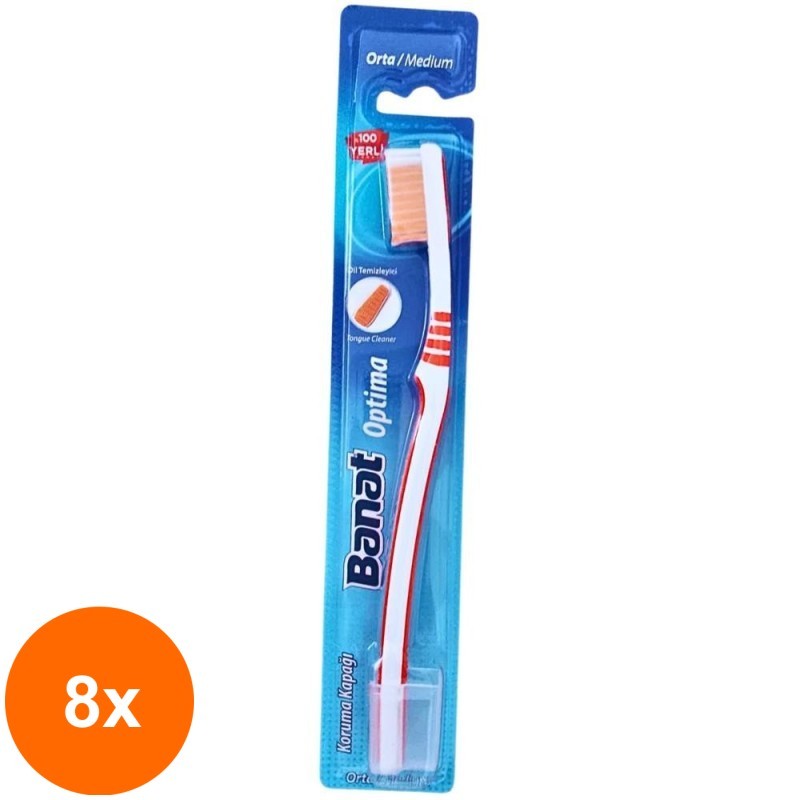 Set 8 x Periuta de Dinti Banat, Optima Medium