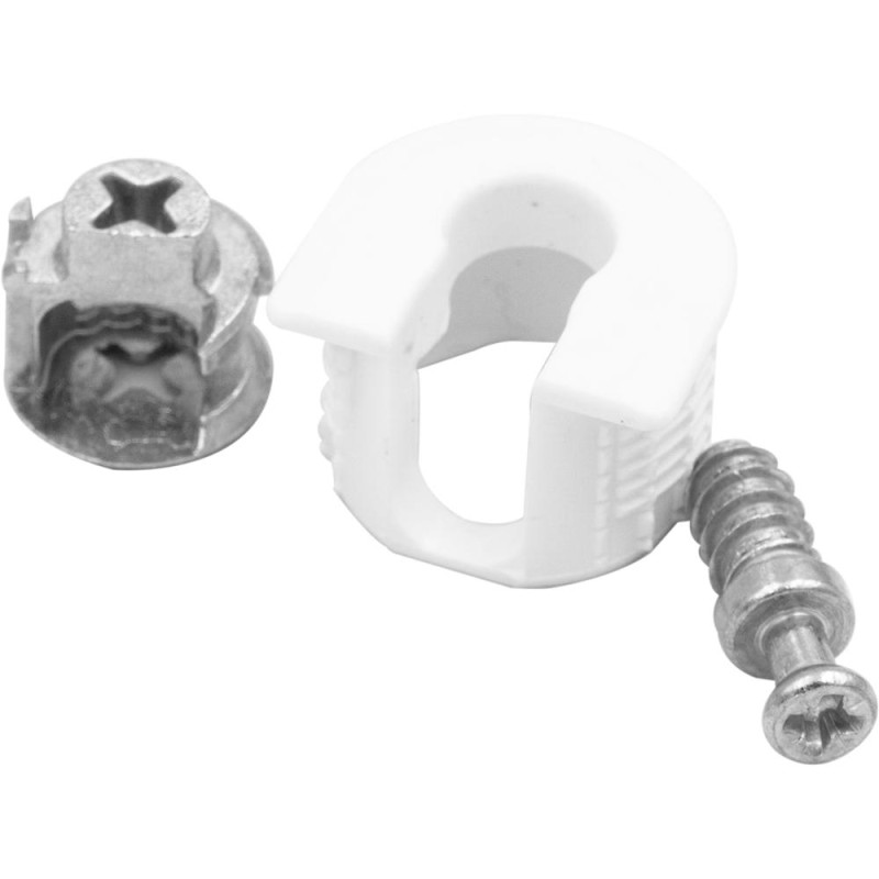 Set 8 x Suport Polita Rafix 20 cu Tija Autofiletanta, Fi 19x14.2 mm, Finisaj Alb