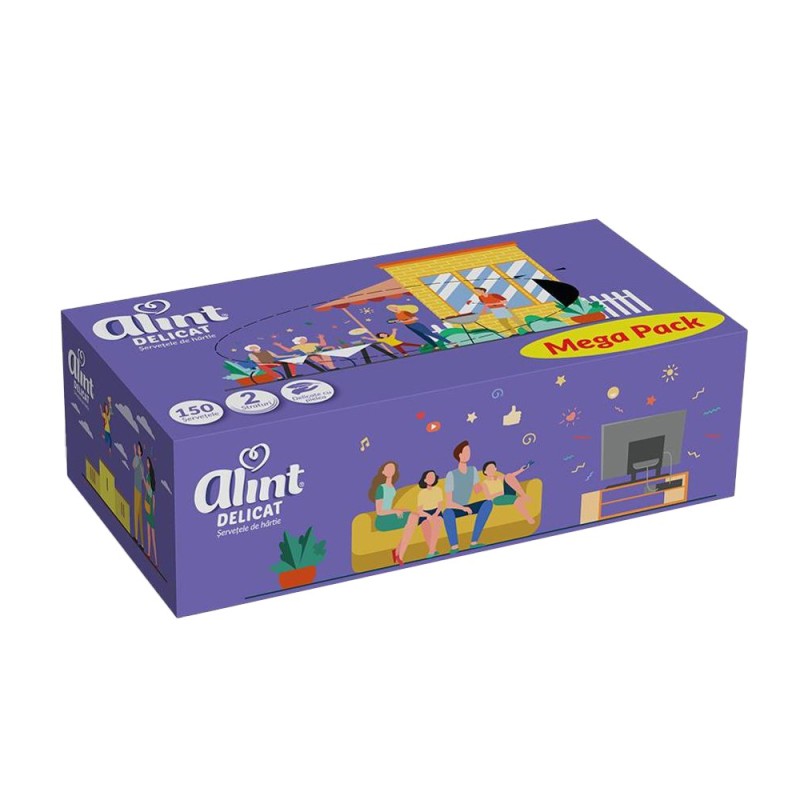 Set 9 x 150 Servetele Faciale Alint, Delicate, 2 Straturi