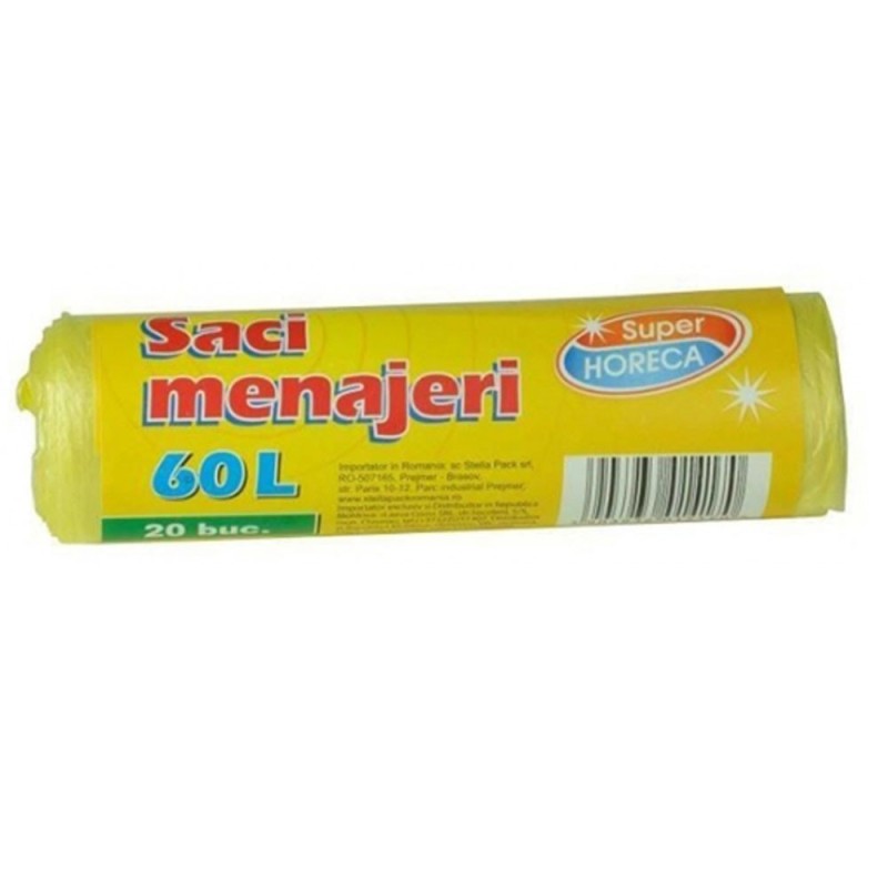 Set 9 x 20 Saci Menajeri Horeca 60 l, Galben