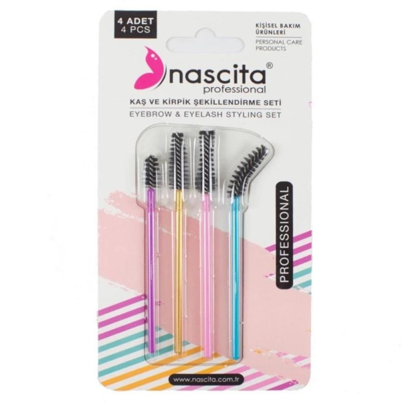 Set 9 x 4 Perii de Unica Folosinta pentru Gene si Sprancene Nascita Professional, Multicolor