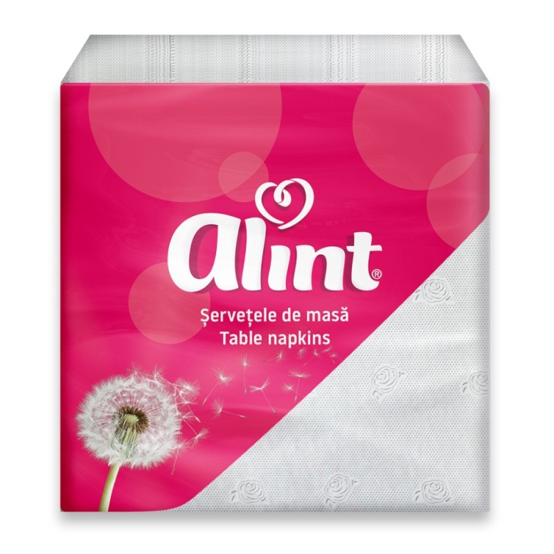 Set 9 x 90 Servetele Masa Alint, 1 Strat-24 x 24, Albe