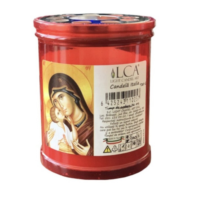 Set 9 x Candela cu Capac Anti-Vant Italia, Rosie, 25 Ore