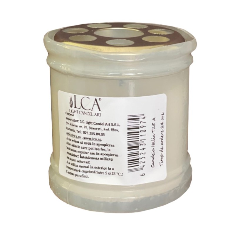 Set 9 x Candela Plastic Alb cu Capac Anti-Vant, 24 Ore