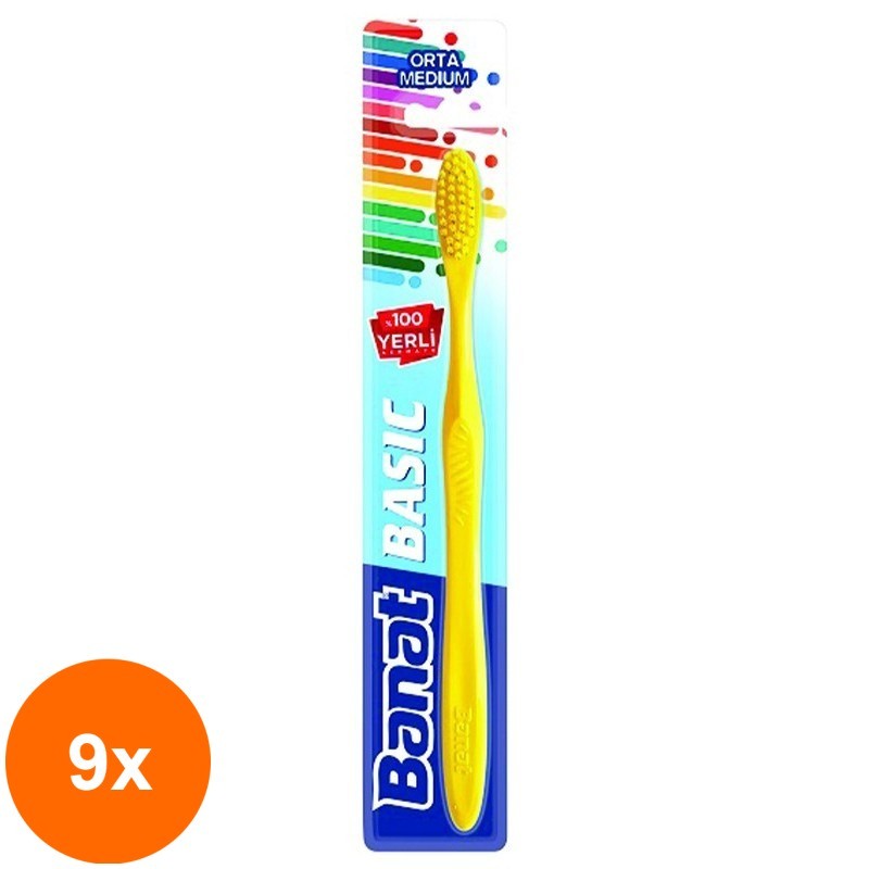 Set 9 x Periuta de Dinti Banat Basic  Medium