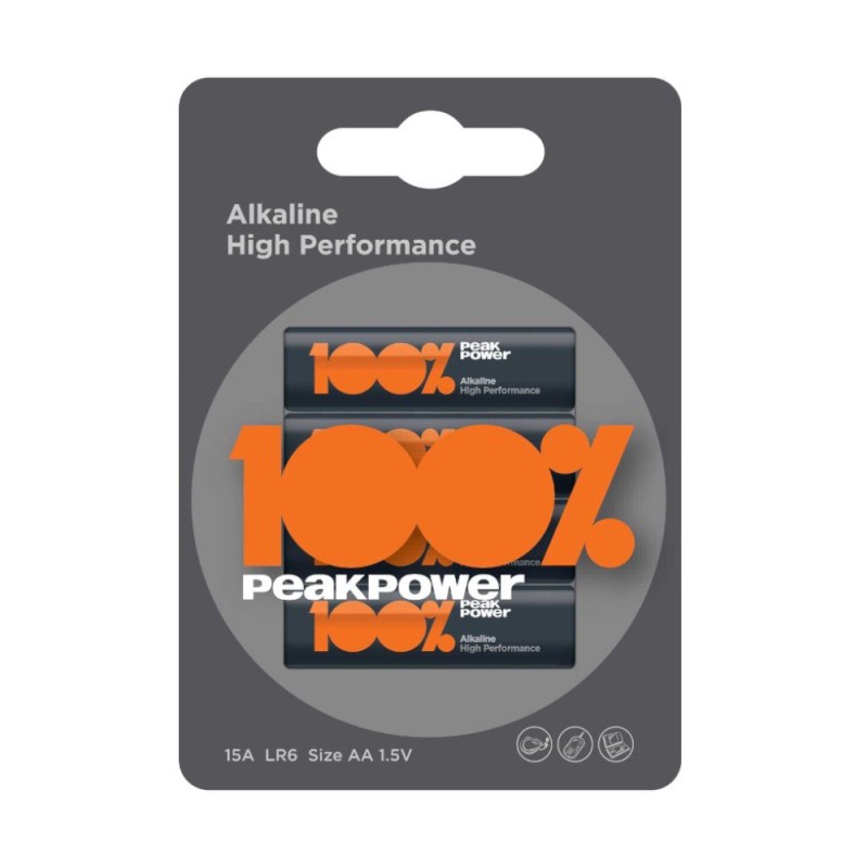 Set Baterii Alcaline AA R6 Peak Power, 4 Bucati