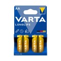 Set Baterii Alcaline AA R6 Varta Longlife, 4 Bucati