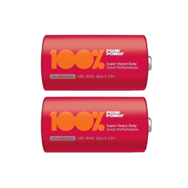 Set Baterii Zinc Carbon R14 C, Peak Power, 2 Bucati