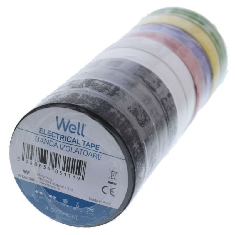 Set Benzi Izolatoare Well, Multicolor, 1.9 cm x 20 m, 10 Bucati