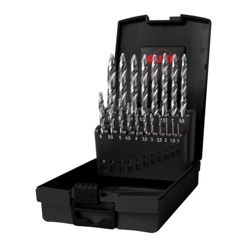 Set Burghie Flowstep 1.0, 10.0 mm, 0.5 mm, HSS-G DIN338, 19 Bucati