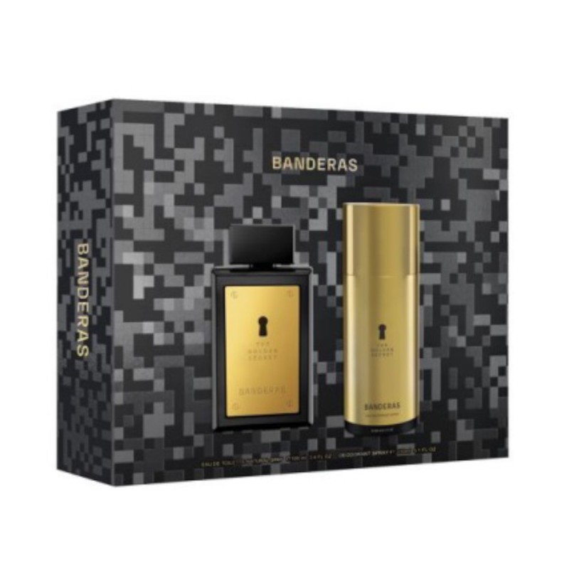 Set Cadou Antonio Banderas Golden Secret, Barbati, Apa de Toaleta 100 ml si Deodorant 150 ml