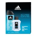 Set Cadou Barbati Adidas Ice Dive, Apa de Toaleta 100 ml, Gel de Dus 250 ml