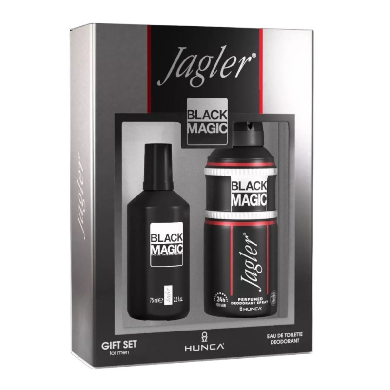 Set Cadou Barbati Jagler Black Magic, Apa de Parfum 75 ml, Deodorant Spray 150 ml