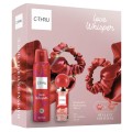Set Cadou Femei C-Thru, Deodorant Spray Love Whisper 150 ml, Apa de Toaleta 30 ml, Elastice Par