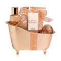 Set Cadou Femei IDC Institute Scented Bath Bronze, Gel de Dus 100 ml, Lotiune Corp 100 ml, Crema Maini 80 ml, Bomba Baie 40 g