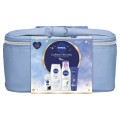 Set Cadou Femei, Nivea Caring Feeling, Geanta, Lotiune de Corp Aloe, Gel Dus Creme, Roll-On Black & White Fresh si Crema Maini