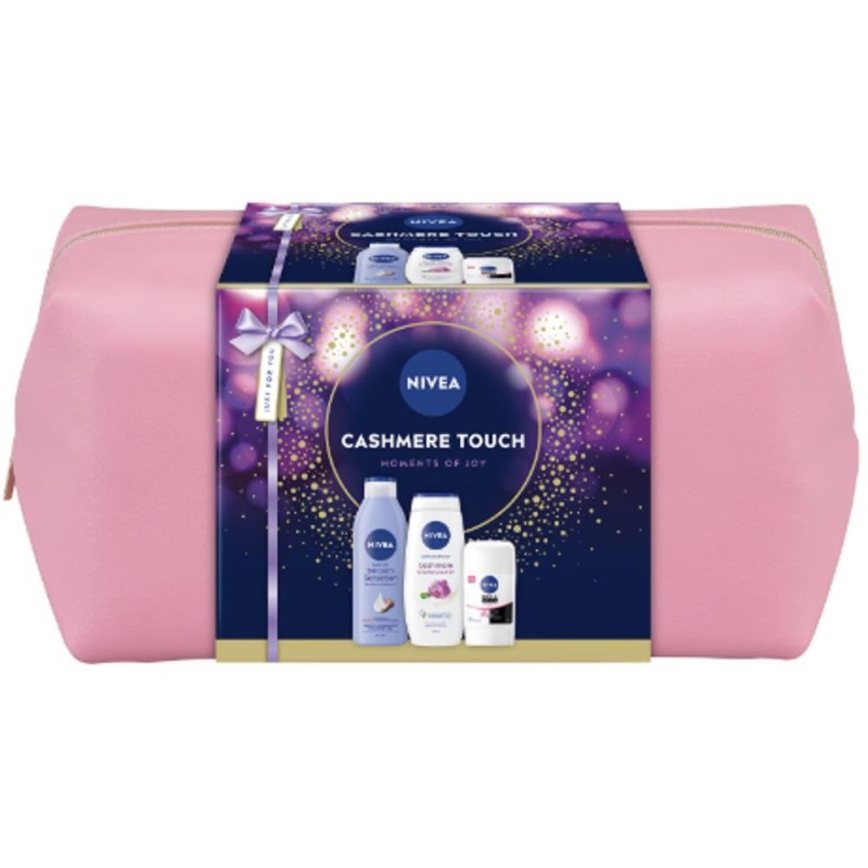 Set Cadou Femei Nivea Cashmere Touch, Lotiune Corp 250 ml, Gel Dus 250 ml, Deodorant Stick 50 ml