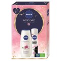 Set Cadou Femei, Nivea Rose Care, Gel de Dus si Deodorant Spray Black & White Clear