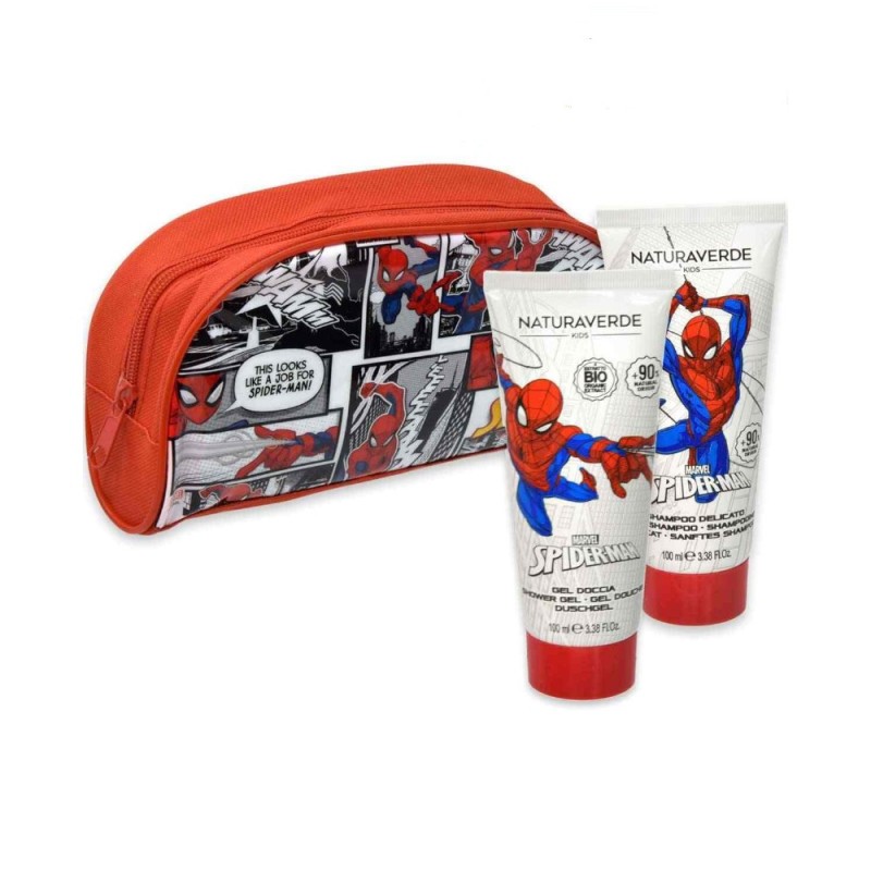 Set Cadou pentru Copii Naturaverde Kids Spiderman, Sampon, Gel de Dus 100 ml, Borseta