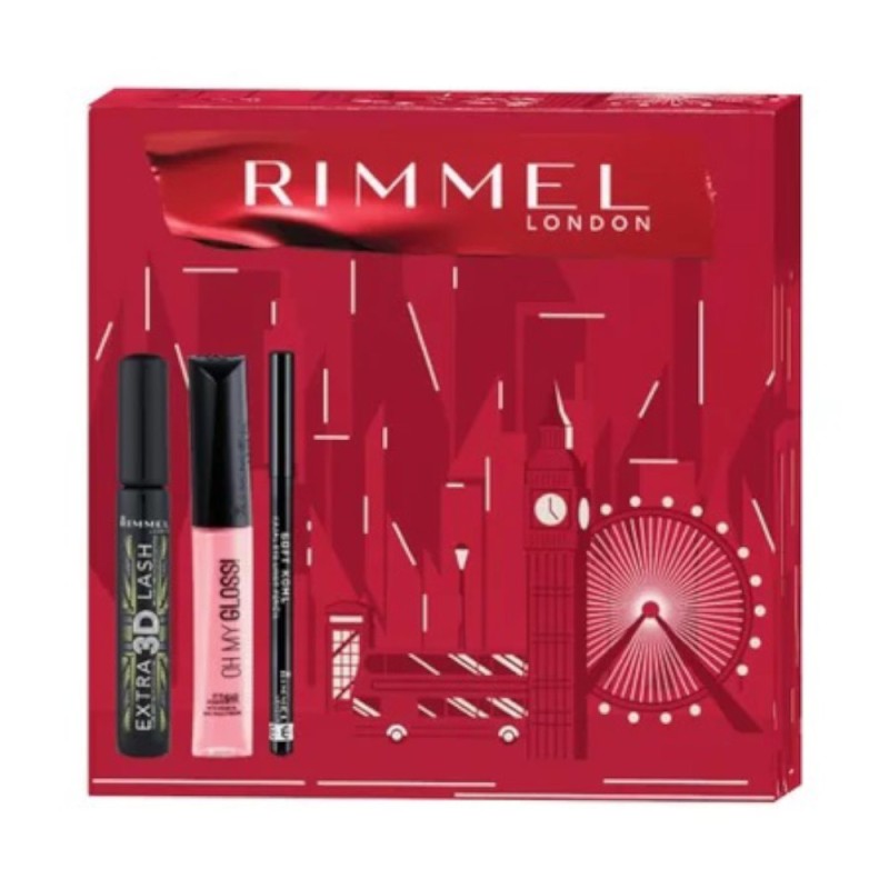Set Cadou Rimmel London, Mascara Extra 3D, Creion Ochi Kohl, Luciu Buze Oh My Gloss