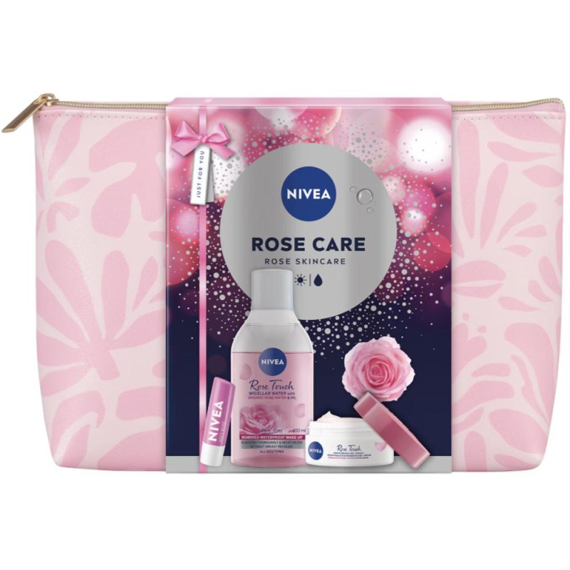 Set Cadou Rose Care, Crema Zi 50 ml, Apa Micelara 400 ml, Balsam Buze 5.5 ml