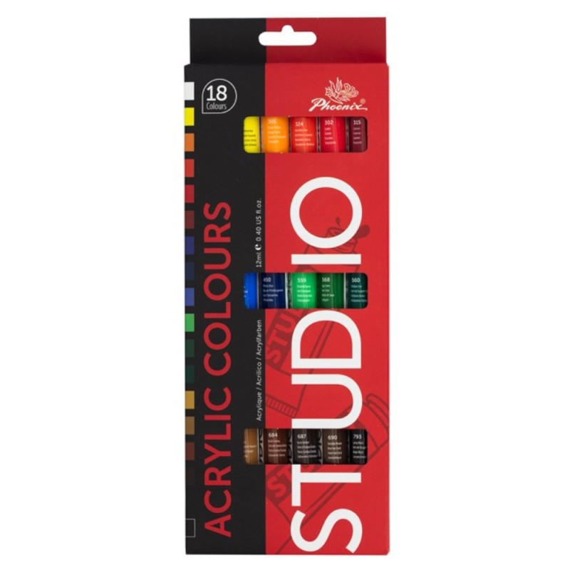 Set Culori Acrilice Phoenix, 18 Tuburi x 12 ml