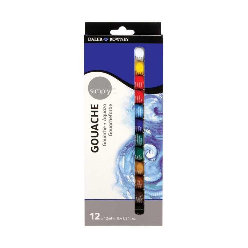 Set Culori Gouache Simply Daler Rowney, 12 Culori x 12 ml