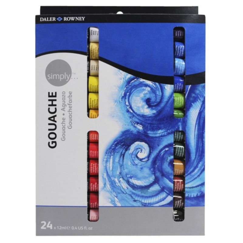 Set Culori Gouache Simply Daler Rowney, 24 Tuburi x 12 ml
