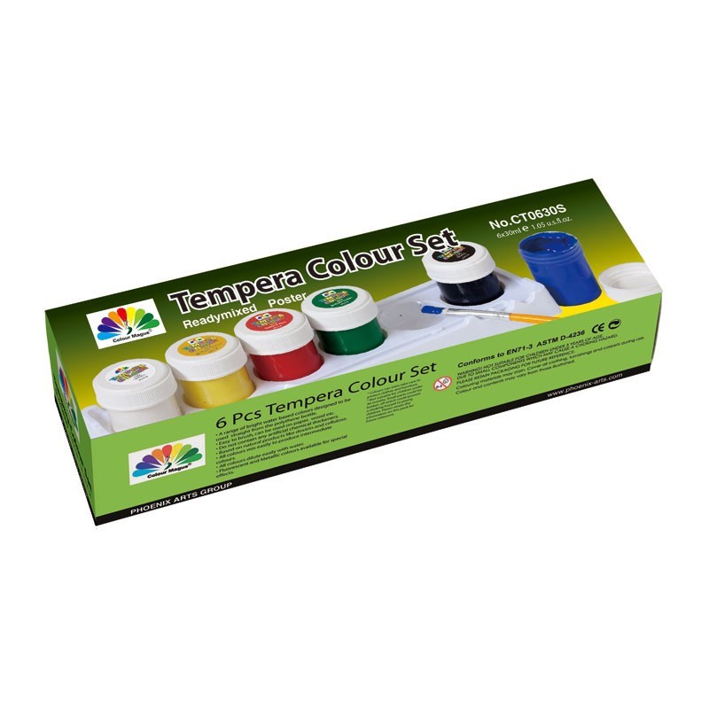Set Culori Tempera Phoenix, 6 Culori x 30 ml
