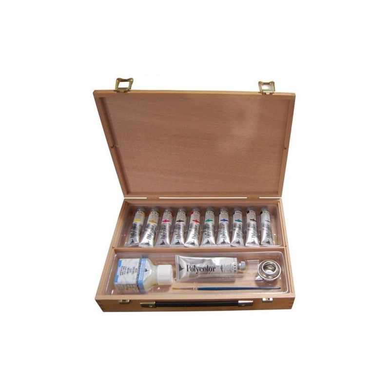 Set Cutie Lemn Mica Culori Vinilice Polycolor Maimeri