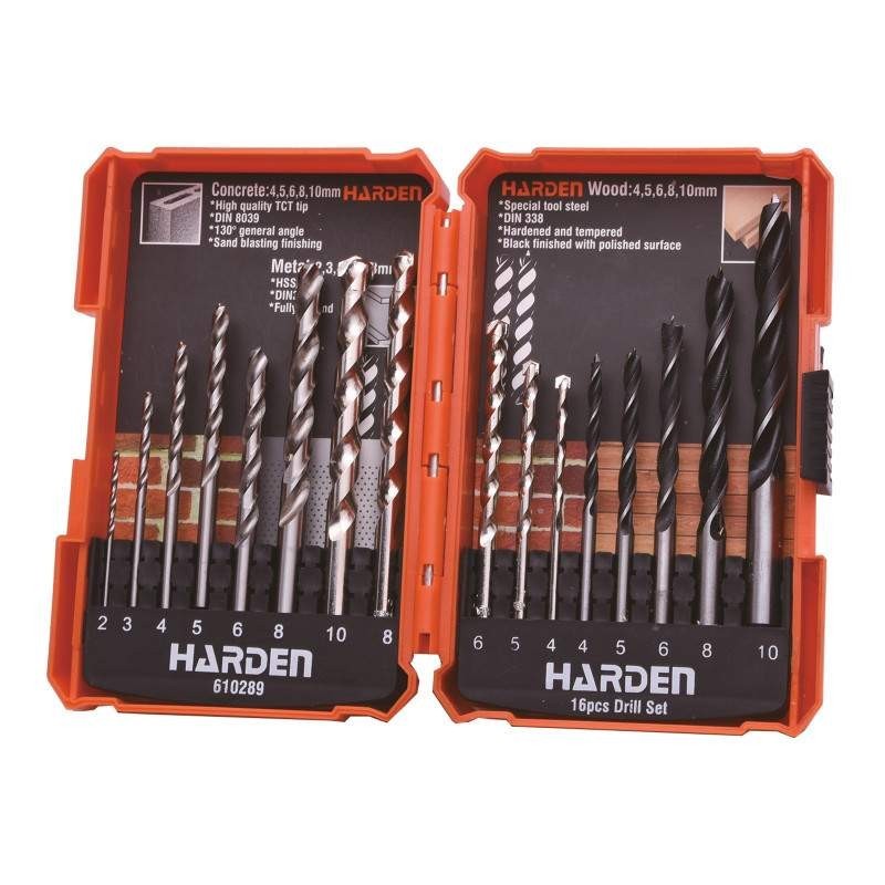 Set de 16 Burghie pentru Metal / Lemn / Beton, Harden