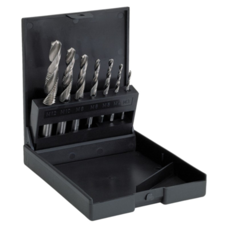 Set de Capete Combinate Burghiu-tarod, HSSE Co5, Cutie din Otel, Set 7 Piese