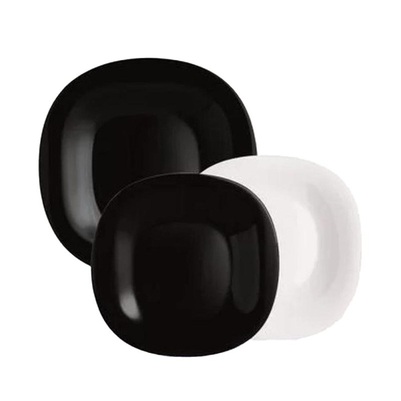 Set de Masa Luminarc, 18 Farfurii, Alb Negru, Perfect Home