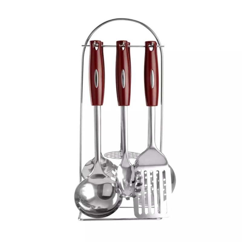 Set de Servire Inox, 6 Piese + Suport, Perfect Home