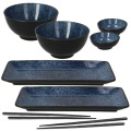 Set de Servire Sushi din Portelan Futari, Negru/Albastru Inchis, 8 Piese, Perfect Home