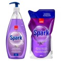 Set Detergent de Vase cu Pompita Sano Spark cu Lavanda, 1 l si Rezerva, 500 ml
