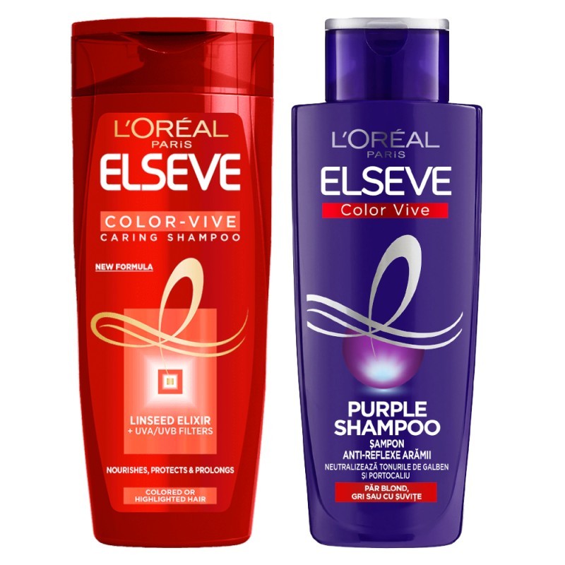 Set Ingrijire Par L'Oreal Paris Elseve Color Vive: Sampon Purple, 200 ml si Sampon, 250 ml