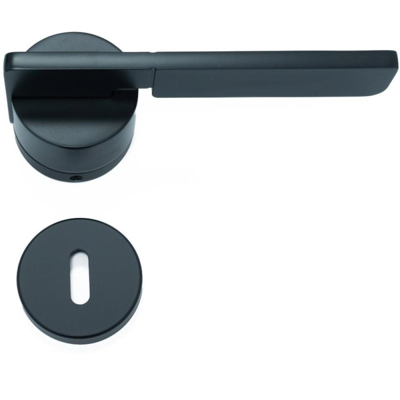 Set Maner si Rozeta P pentru Usi, Model Esus, Fi 52x158 mm, Finisaj Negru Mat