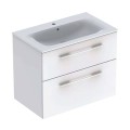 Set Mobilier Baie, Lavoar si Dulap cu 2 Sertare, Alb Lucios, Geberit Selnova Square