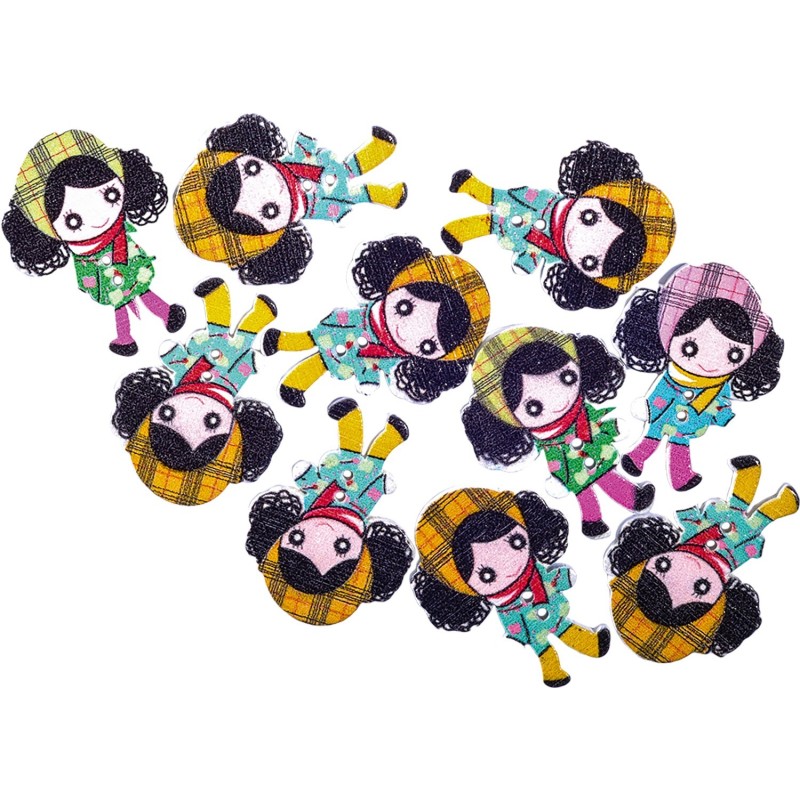 Set pentru Artizanat, Fetite din Lemn, 10 Bucati