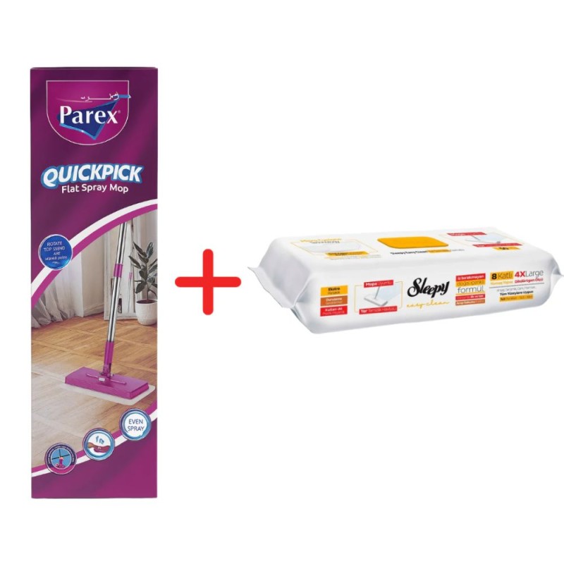 Set Promo QuickPick Mop si 1 Pachet Lavete Umede Sleepy Easy Clean Herbal Soap
