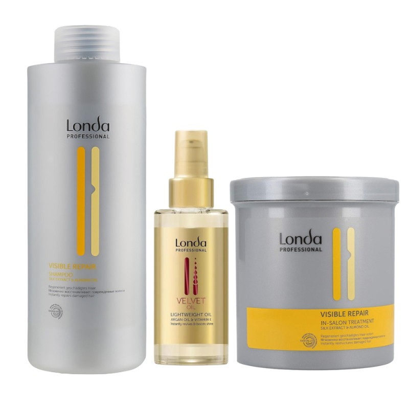 Set Promo Visible Repair, Sampon 1000 ml, Tratament 750 ml, Ulei Par Care Velvet Oil 100 ml