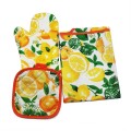 Set Textil pentru Bucatarie, Manusa, Prosop si Protectie Vase Calde, Zilan