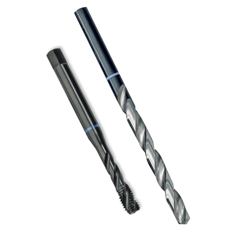 Set Twinbox: Tarod HSS-E, Forma C/ 39° Rsp, Banda Albastra, M12 X 1.75, Filet 10.2, din 376 + Burghiu R 10.2