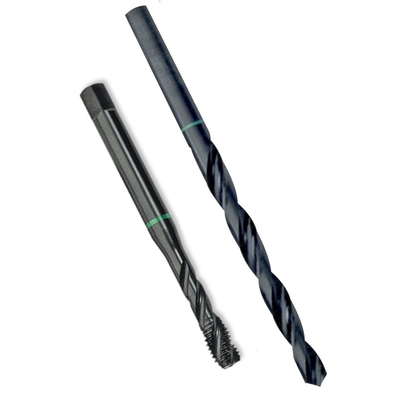 Set Twinbox: Tarod HSS-E, Forma C/ 39° Rsp, Banda Verde, M16 X 2.0, Filet 14, din 376 + Burghiu R 14