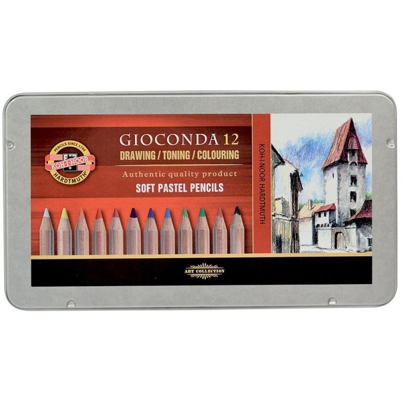 Creioane Mina Pastel Uscat, 12 Culori