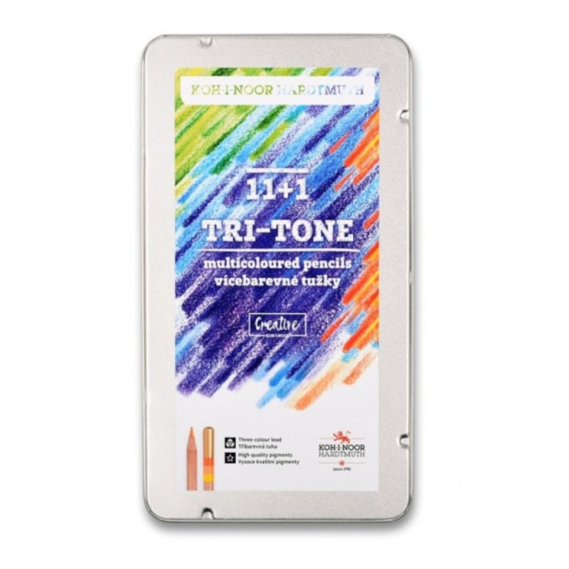 Creioane Tri Tone, 11 Culori si 1 Blender