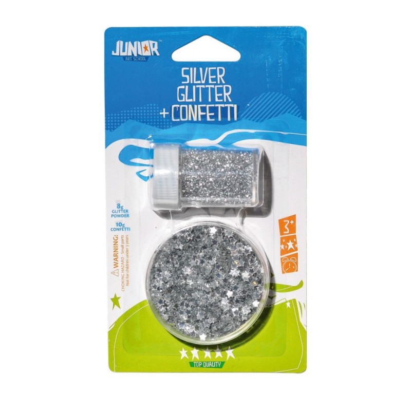 Seturi pentru Artizanat Glitter si Confetti, Argintiu