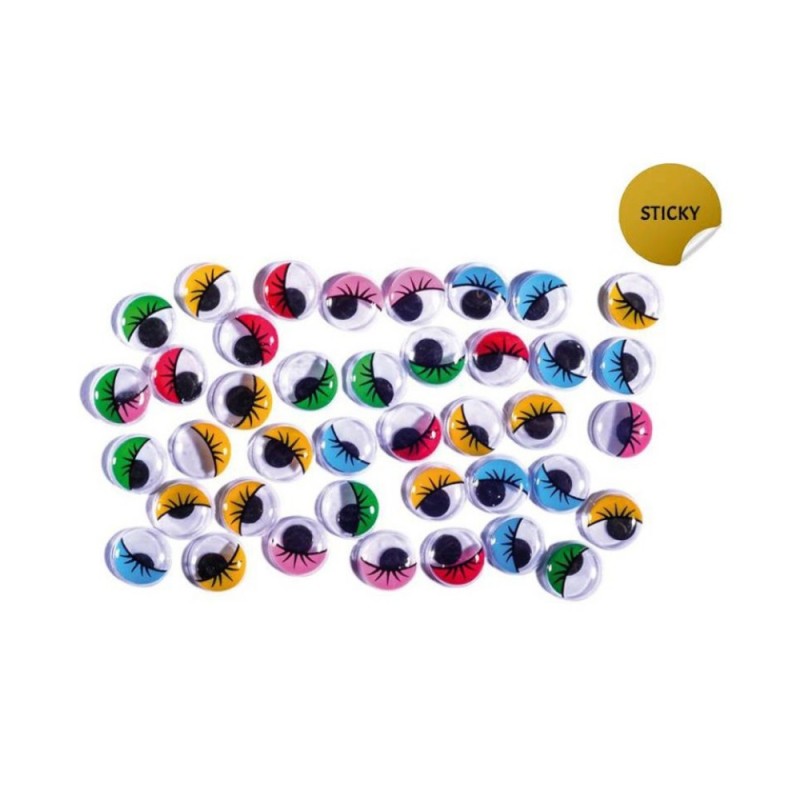 Seturi pentru Artizanat, Ochisori Colorati cu Gene, 12 mm, 30 Bucati