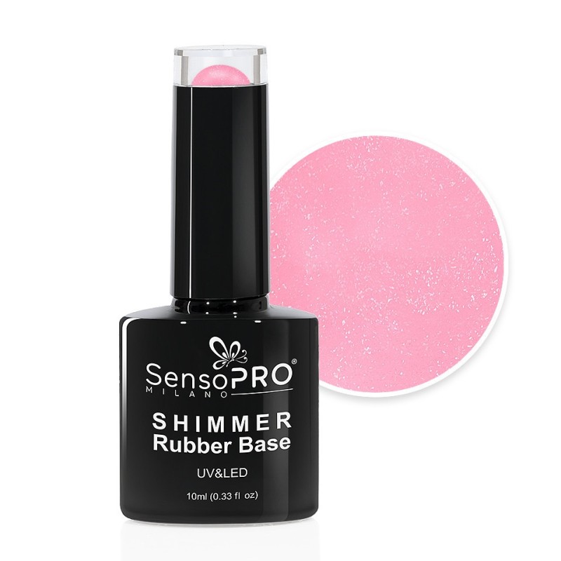 Shimmer Rubber Base SensoPRO Milano, 63 Strawberry Radiance, 10 ml